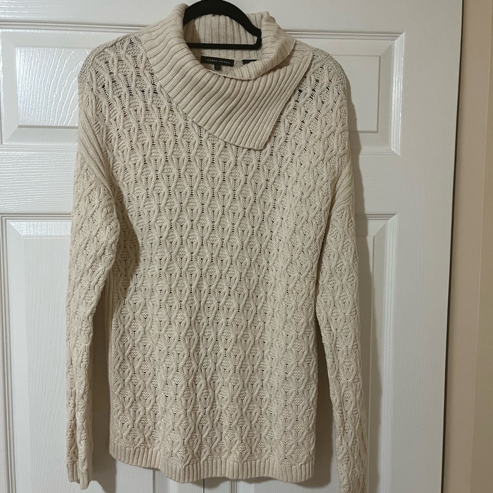 JEANNE PIERRE Cream Cowl Neck Sweater